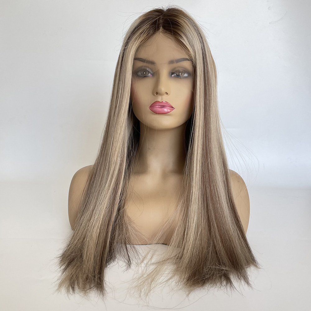 Balayage Looking Highlighted European Hair Cuticle Intact Lace top wig Jewish wig Sheitels 