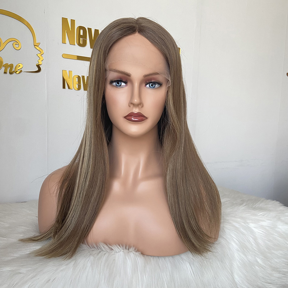 Slight Layer Ombre Looking Brown Base Lace Top Wig for Jewish Women