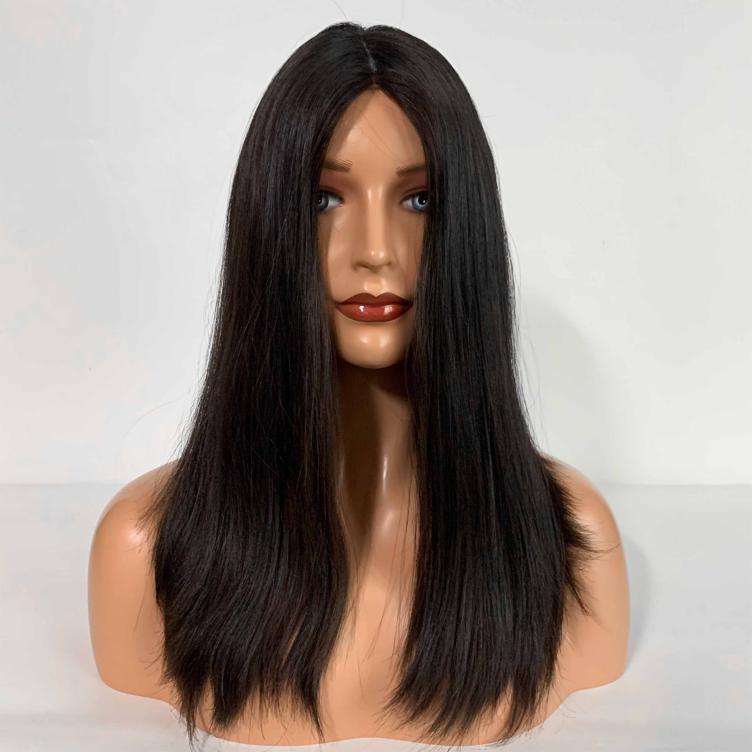 Dark Brown Ribbon Front Silk Top Jewish Wig | NEW ONE WIGS | 100% Human Hair